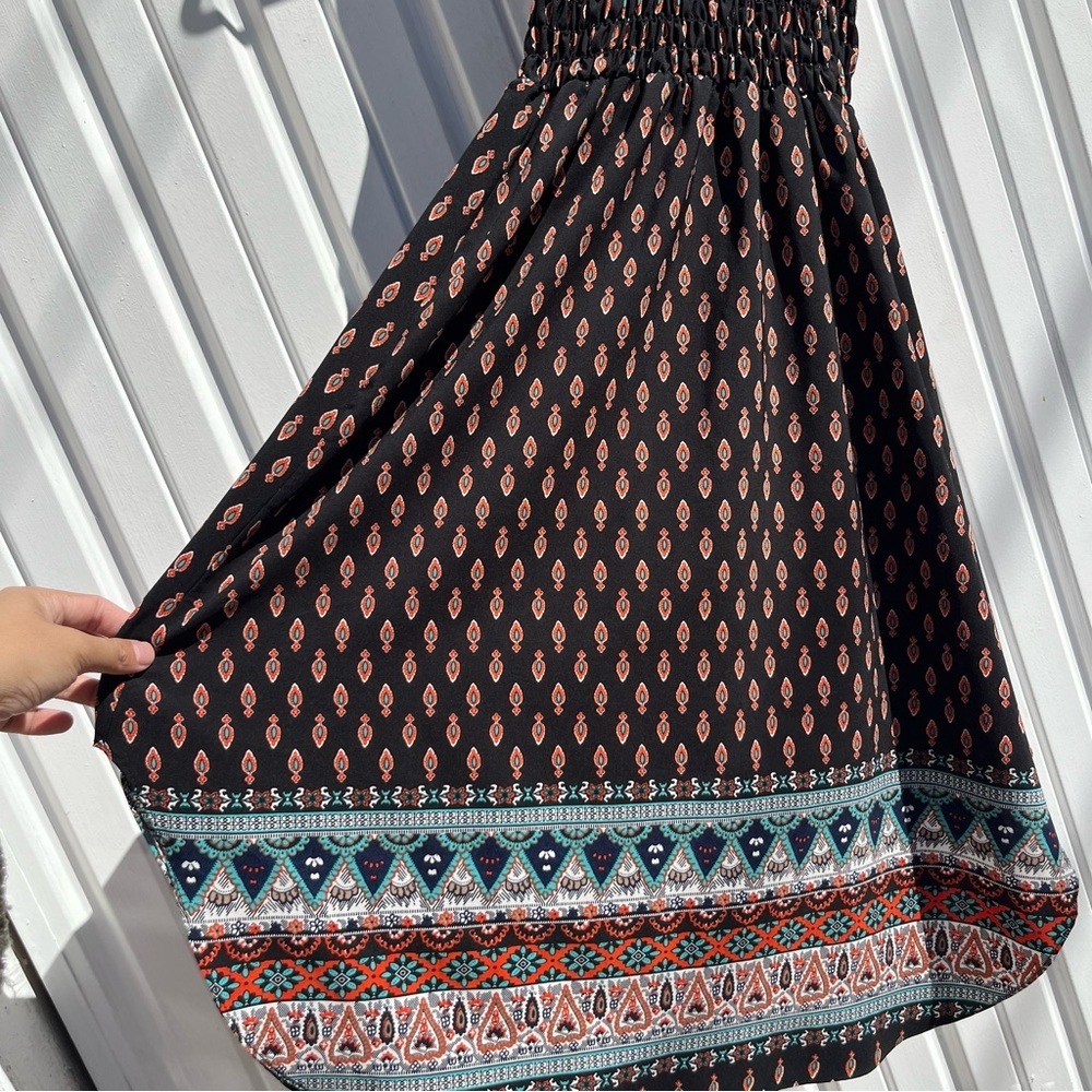 MISA LOS ANGELES black tribal print‎ sleeveless viscose midi dress - Picture 3 of 8